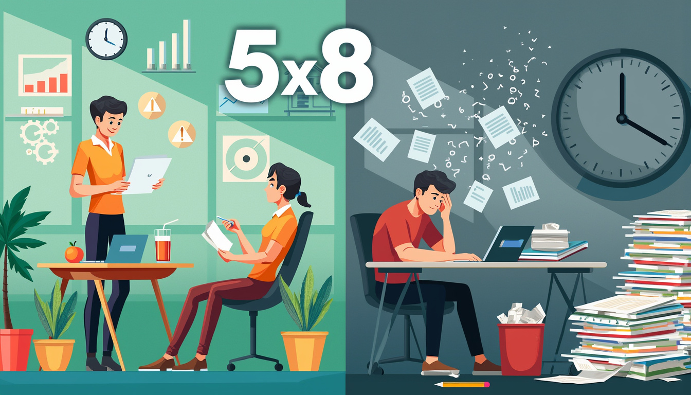 découvrez les tenants et aboutissants de l'horaire 5x8 dans notre article. explorez les avantages et inconvénients de ce système de travail qui permet une flexibilité dans l'organisation des horaires tout en analysant son impact sur la vie professionnelle et personnelle.